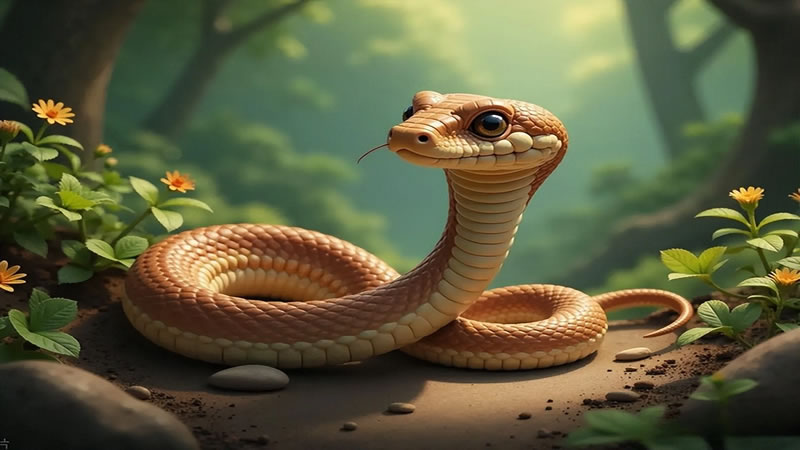Illustration of white, black, red, green, gold snakes for color interpretation section